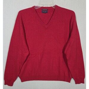Club Room Luxury 100% Cashmere Sweater Mens 2XL Crimson V-neck Old Money Luxury